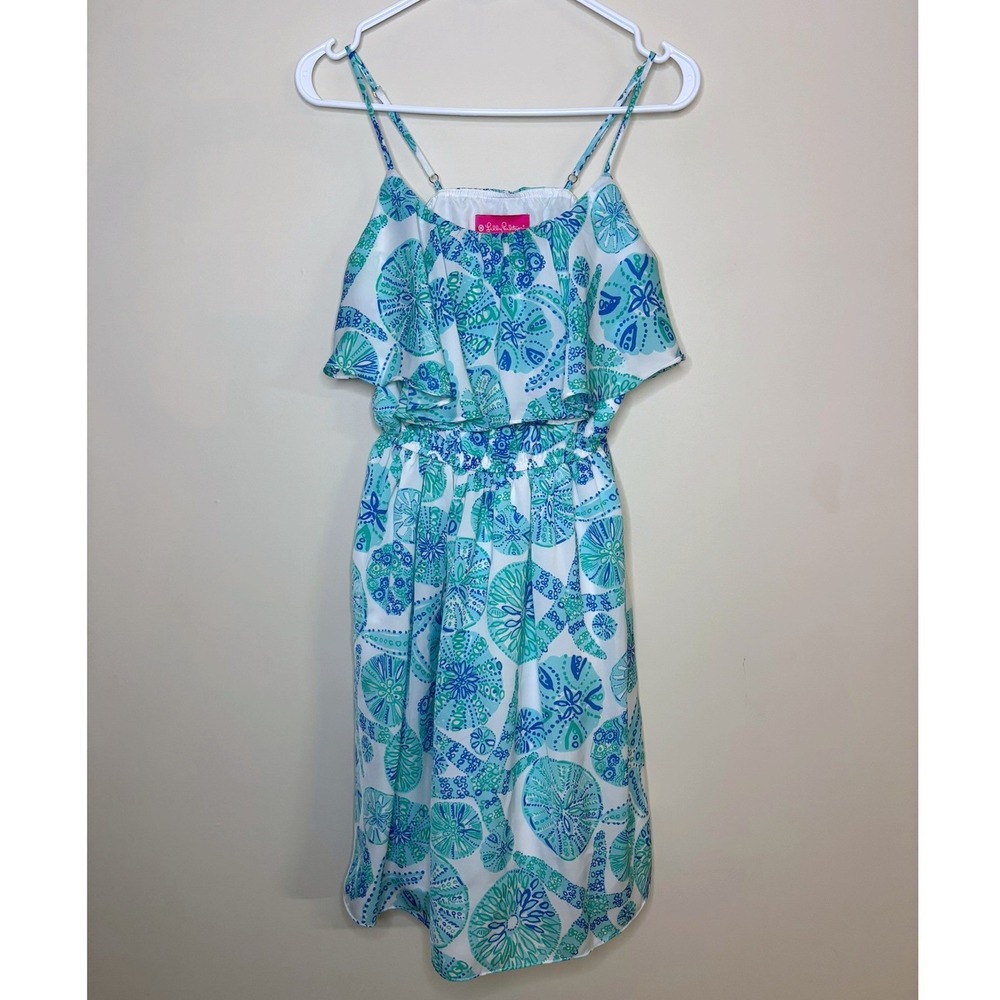 Lilly Pulitzer Target Sea Urchin for You Ruffle Sun Dress Blue Teal XS Spring